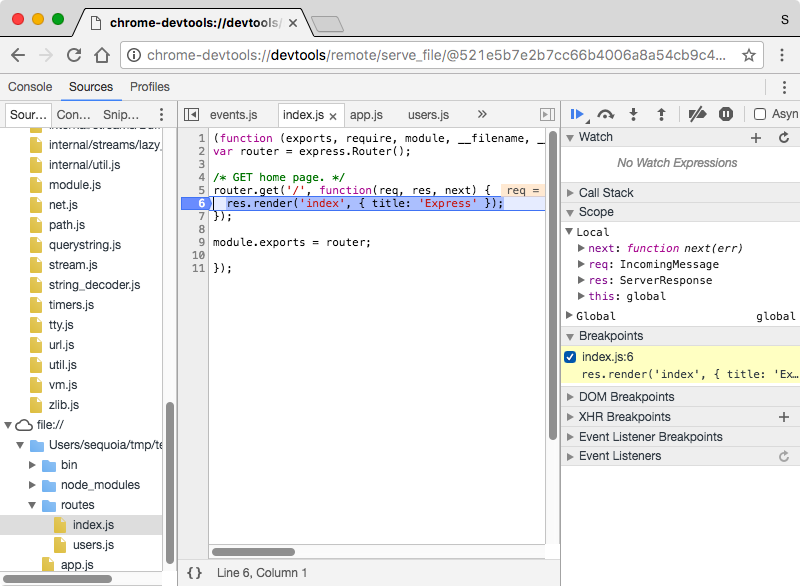 chrome debugger